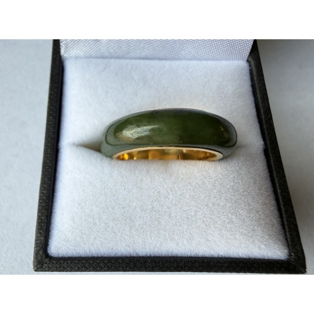 14k Solid Yellow Gold Eternity Jade Band New Never Worn